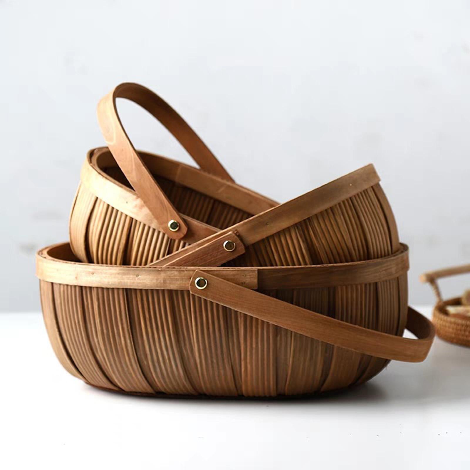 Basket Bag Wicker - Ahşap talaş piknik sepeti saplı hasır