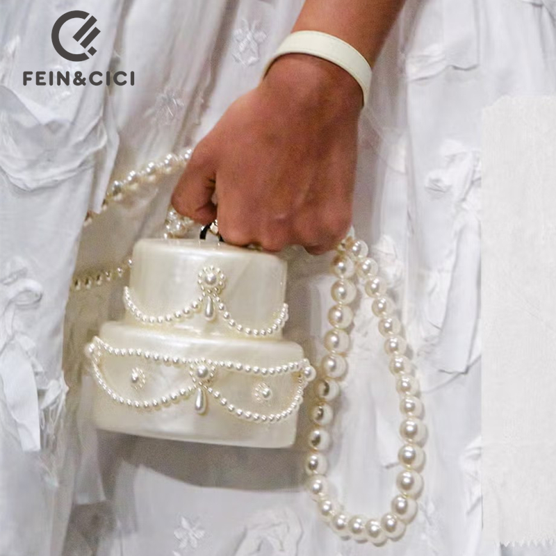Clutch Bag Evening - Kek şekli el çantası akrilik inci