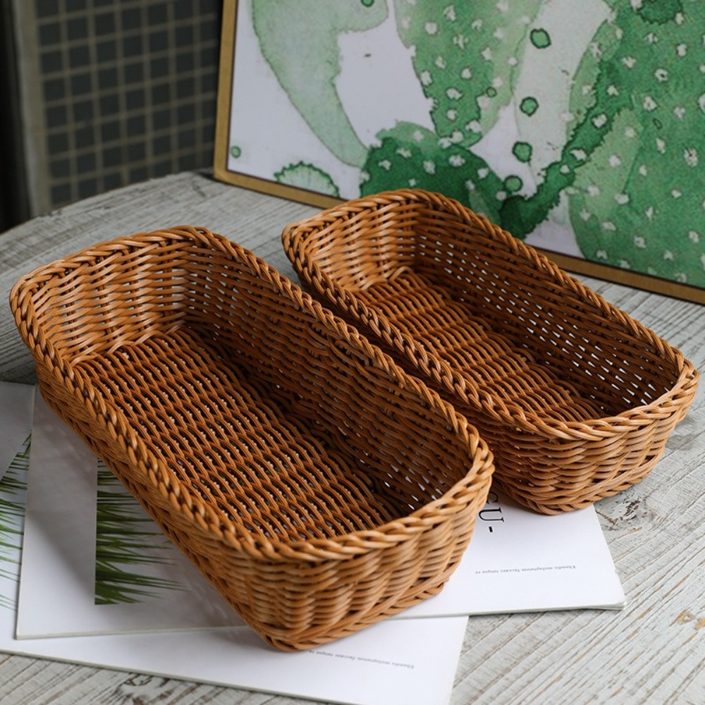 Basket Bag Wicker - Taklit Rattan Depolama Sepeti Sahte Hasır