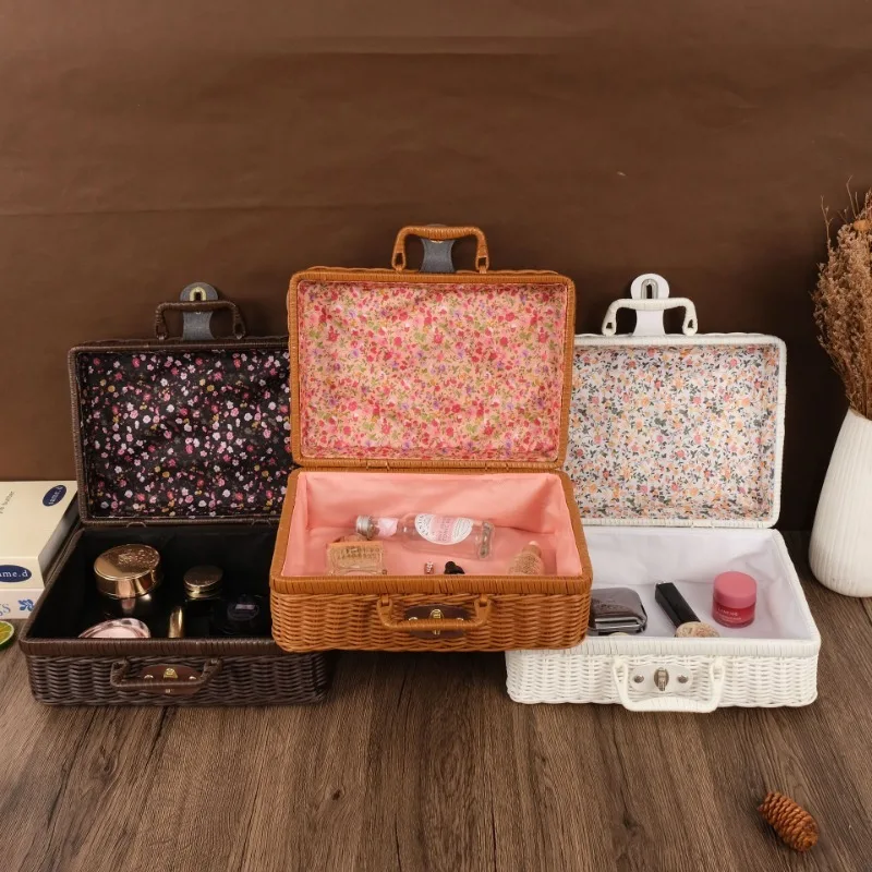 Basket Bag Wicker - El yapımı hasır bavul taşınabilir toz