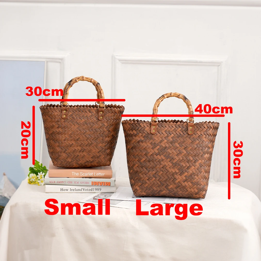 Vintage Bambu Saplı Rattan Kad - Basket Bag Wicker incelemesi ve fiyatı