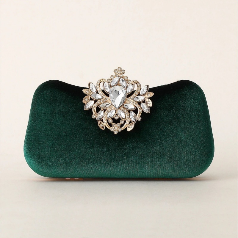 Koyu Yeşil Kadife Debriyaj Çan - Clutch Bag Evening incelemesi ve fiyatı