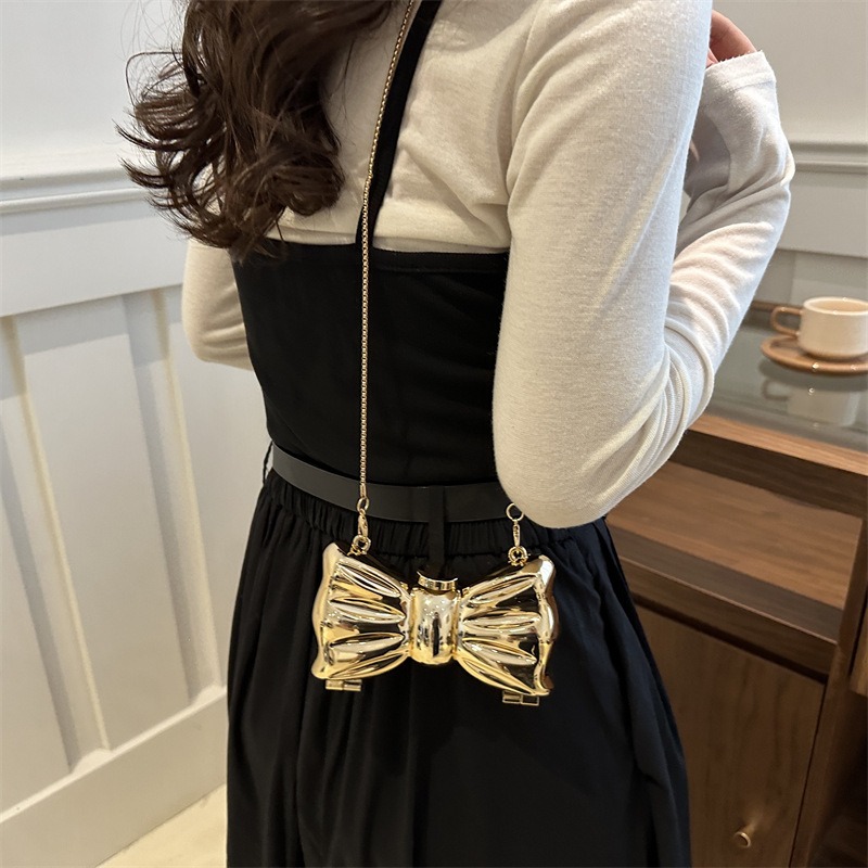 Parlak Altın Metal Fiyonk Şekl - Clutch Bag Evening incelemesi ve fiyatı