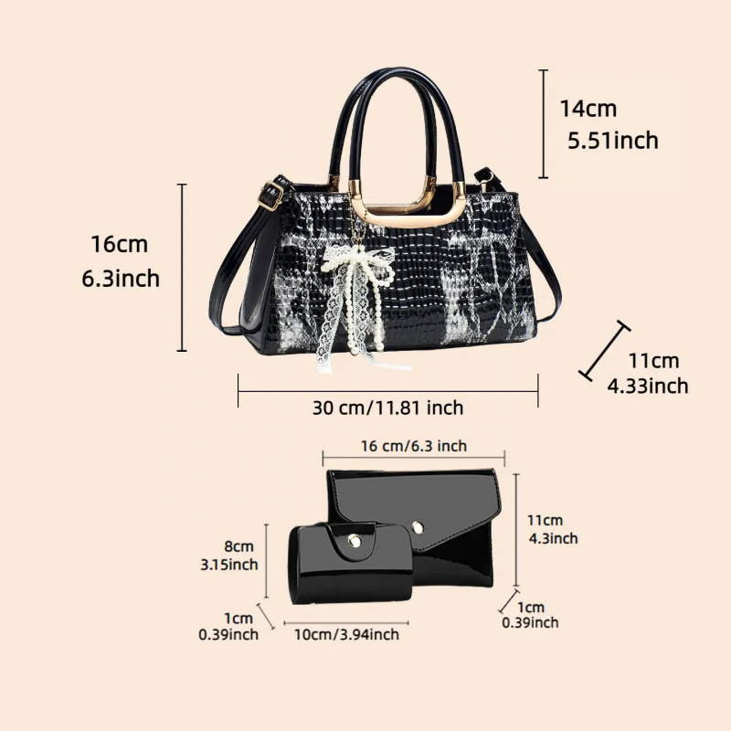 Kadın Çanta Seti, Timsah Desen - Clutch Bag Evening incelemesi ve fiyatı